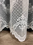 Тюль на основі бамбука з вишивкою по низу. Колір: молочний, фото 9
