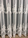 Тюль на основі бамбука з вишивкою по низу. Колір: молочний, фото 10