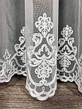 Тюль на основі бамбука з красивою вишивкою. Колір: Білий, фото 8