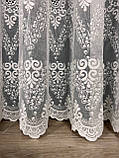 Тюль на основі бамбука з вишивкою. Колір: молочний, фото 10
