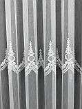 Тюль на основі бамбука з шеніловою вишивкою. Колір: Білий, фото 6