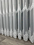 Тюль на основі бамбука з шеніловою вишивкою. Колір: Білий, фото 7