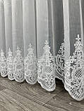 Тюль на основі бамбука з шеніловою вишивкою. Колір: Білий, фото 10