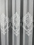 Тюль з красивим візерунком на основі бамбука. Колір: Білий, фото 7