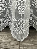 Тюль з красивим візерунком на основі бамбука. Колір: Білий, фото 10