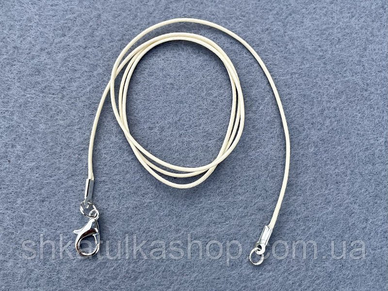 Молочний шнурок 50-55см на шию для кулонів та підвісок із просоченого вощеного шнура (50шт), фото 1