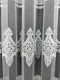 Тюль на бамбуковій основі з шеніловою вишивкою. Колір: молочний, фото 8
