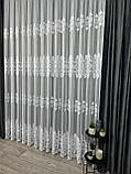 Тюль з красивим візерунком на основі бамбука. Колір: Білий, фото 4
