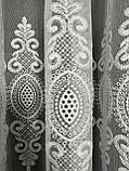 Тюль з красивим візерунком на основі бамбука. Колір: Білий, фото 7