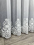 Тюль на бамбуковій основі з шеніловою вишивкою. Колір: білий, фото 6