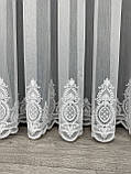Тюль на бамбуковій основі з шеніловою вишивкою. Колір: білий, фото 6
