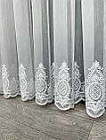 Тюль на бамбуковій основі з шеніловою вишивкою. Колір: білий, фото 7