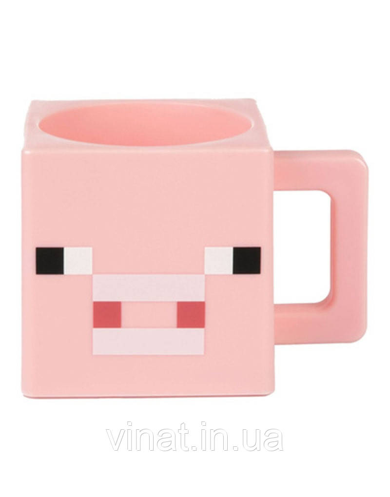 Кружка-кухоль чашка Майнкрафт Minecraft Pig Face Порося Рожева