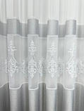 Тюль на бамбуковій основі з шеніловою вишивкою. Колір: сірий, фото 5