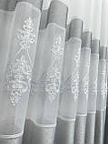 Тюль на бамбуковій основі з шеніловою вишивкою. Колір: сірий, фото 6