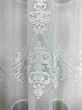 Тюль на бамбуковій основі з шеніловою вишивкою. Колір: сірий, фото 8