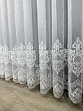 Тюль на бамбуковій основі з кордовою вишивкою. Колір: молочний, фото 7