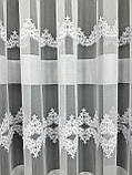 Тюль на бамбуковій основі з вишивкою. Колір: білий, фото 7