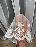 Тюль з вишитим низом на основі грецької сітки. Колір: молочний, фото 9