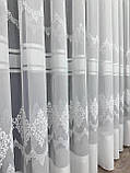 Тюль на бамбуковій основі зі смужками та вишивкою. Колір: Білий, фото 7