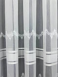 Тюль на бамбуковій основі зі смужками та вишивкою. Колір: Білий, фото 10