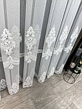 Тюль на бамбуковій основі з красивою вишивкою. Колір: молочний, фото 4
