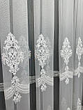 Тюль на бамбуковій основі з красивою вишивкою. Колір: молочний, фото 6