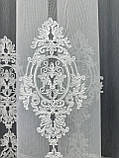 Тюль на бамбуковій основі з красивою вишивкою. Колір: молочний, фото 9
