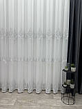 Тюль на основі бамбука з шеніловою вишивкою. Колір: сірий, фото 3