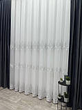 Тюль на основі бамбука з шеніловою вишивкою. Колір: сірий, фото 4