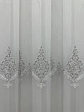 Тюль на основі бамбука з шеніловою вишивкою. Колір: сірий, фото 6