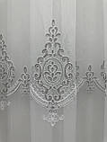 Тюль на основі бамбука з шеніловою вишивкою. Колір: сірий, фото 7