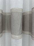 Тюль на лляній основі зі смужками. Колір: коричневий, фото 7