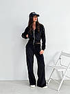 Велюровий жіночий костюм спортивний ЧОРНИЙ на молнії STYLE 001, фото 4