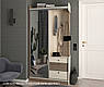 Стильна маленька прихожа купе 100 см у вузький коридор з дзеркалом і тумбою для взуття Таня купе Квадро Летро, фото 2