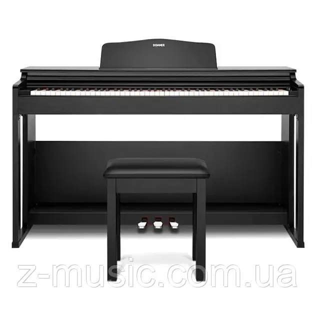 Цифрове піаніно Donner DDP-100S BK (стійка, 3 педалі, банкетка пюпітр, блок живлення), фото 1