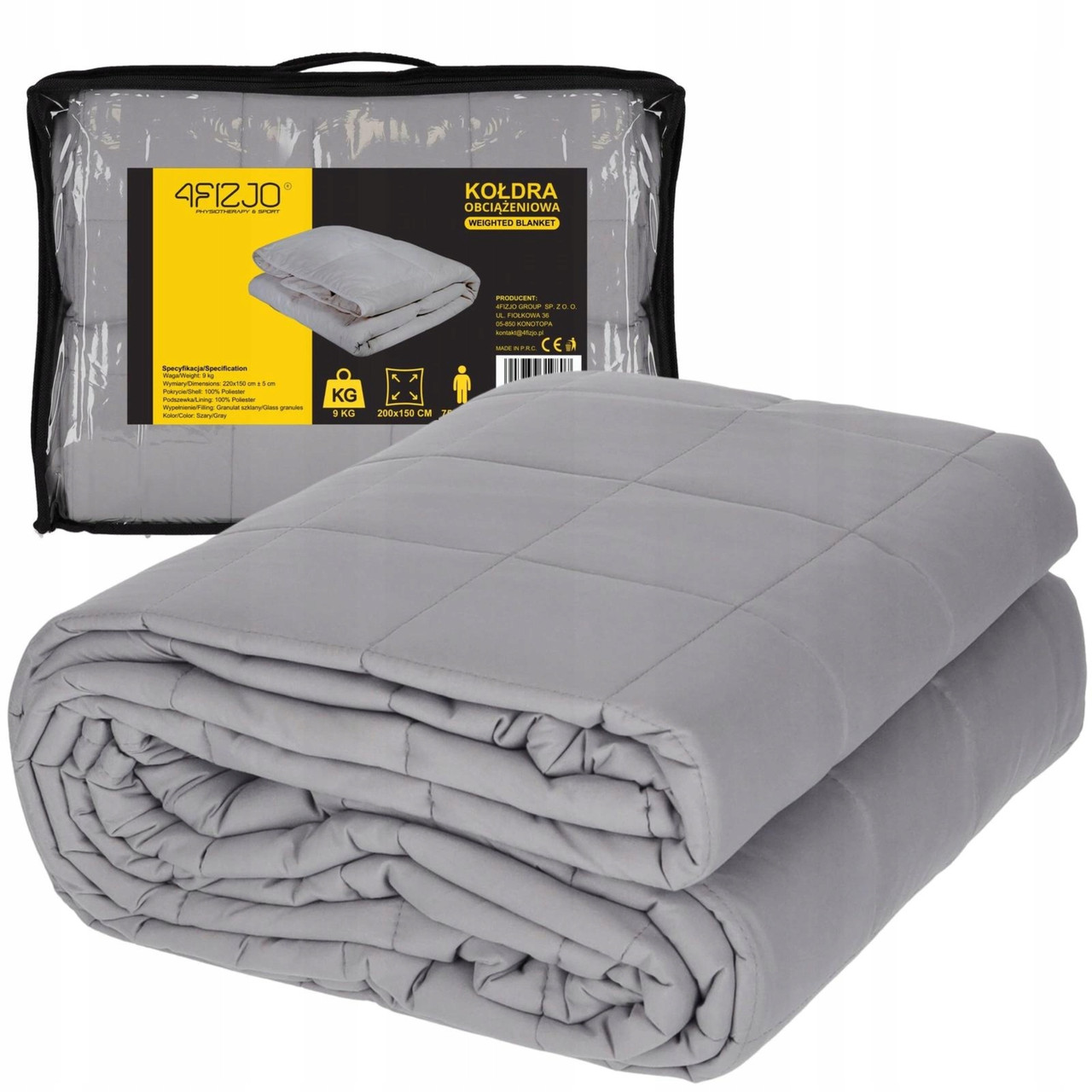 Ковдра важка (обтяжена) 4FIZJO 9 кг 150 x 200 см Grey (P-5907739319807)