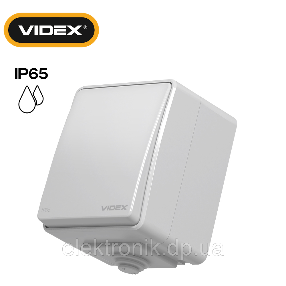 Вимикач одноклавішний сірий VIDEX BINERA IP65