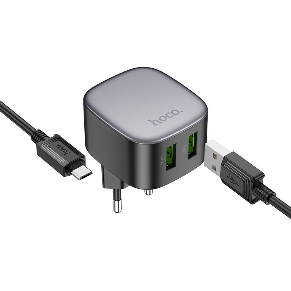 Мережевий зарядний пристрій Hoco CS34A 2USB QC 18W+USB to Micro
