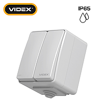 Вимикач двоклавішний сірий VIDEX BINERA IP65