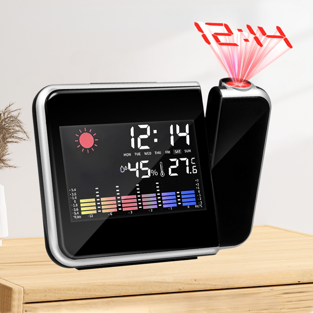 Настільний годинник метеостанція з проекцією часу Сolor Screen Calendar 8190 електронний з підсвічуванням