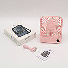 Настільний вентилятор на акумуляторі 5000мАч, від USB, Рожевий / Міні вентилятор / Акумуляторний вентилятор, фото 10