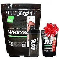 Протеин 2 кг + шейкер + омега 3 в подарок TNT Nutrition