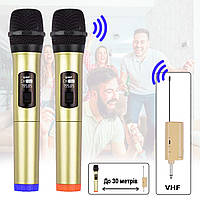 Мікрофон бездротовий з дисплеєм для вокал комплект 2 радіомікрофона RM-20A з базою для підсилювача