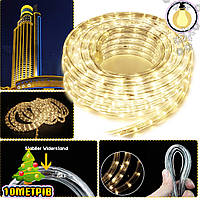 Світлодіодна гірлянда-шланг вулична LED Xmas Rope light 10м, гнучка стрічка дюралайт 220В Теплий білий