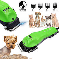 Професійна машинка для стриження хатніх тварин ZooFari DC-38-10W, 4 насадки Зелена