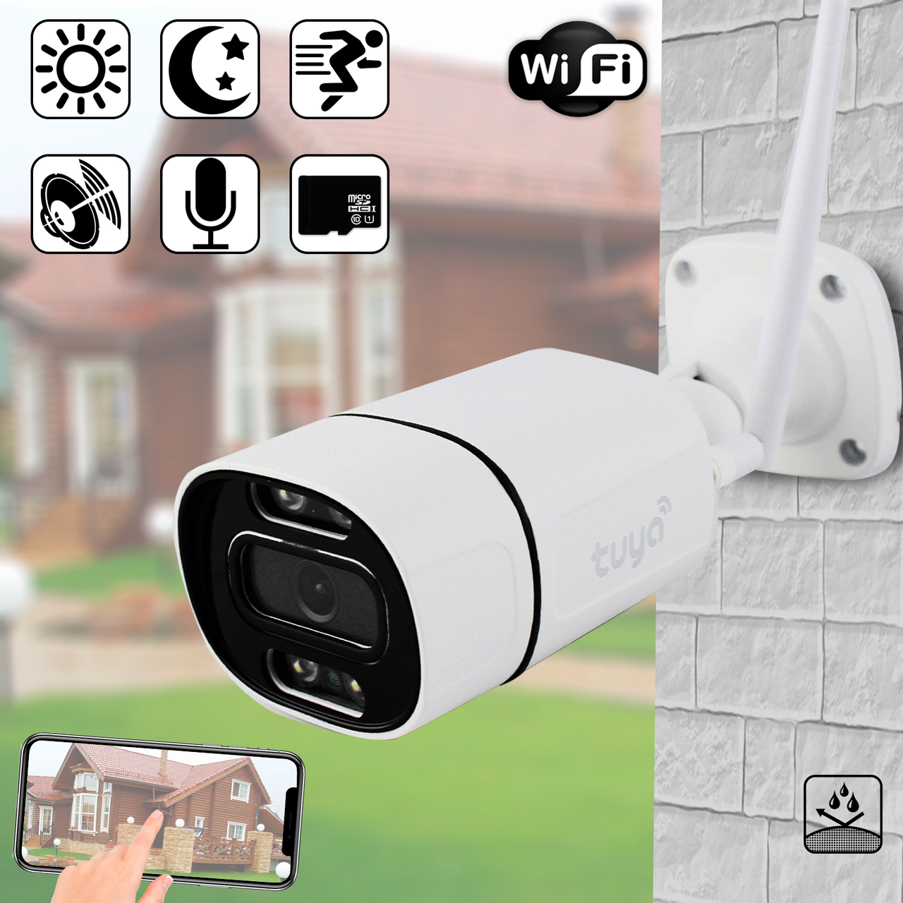 Вуличний Wi-Fi камера відеоспостереження C16-TUYA IP 3mp з записом на microSD, P2P, двосторонній аудіо