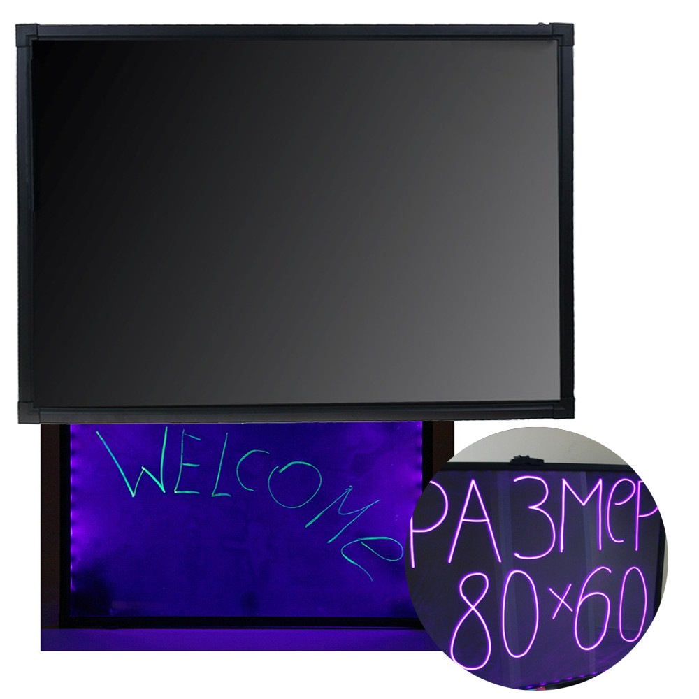 Флуоресцентна Лід дошка 60x80 Shiny FLUORECENT BOARD Рекламна LED панель c фломастером і серветкою