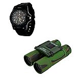 Бінокль портативний 10x25 Bushnell ARMY 100m/1000m складаний, для полювання, туризму, з чохлом + Годинник, фото 10