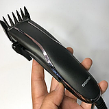 Машина для стрижки волосся провідна Gemei 811GM регулювання довжини стрижки, 4 насадки Чорний, фото 2